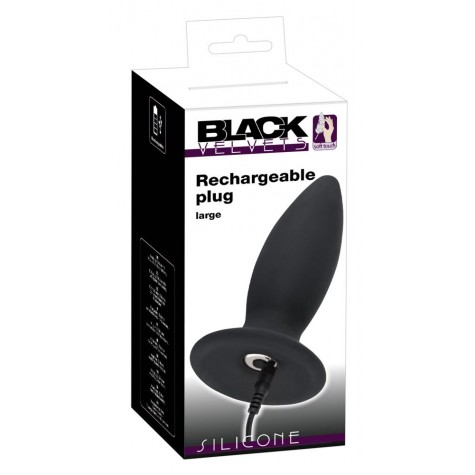 Чёрная перезаряжаемая анальная пробка Black Velvets Recharge Plug L - 14,7 см.