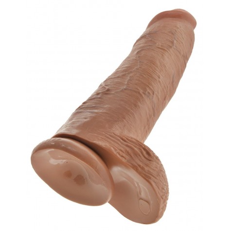 Кофейный фаллоимитатор-гигант 12" Cock with Balls - 30,5 см.