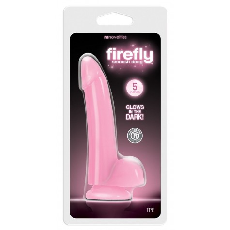 Розовый фаллоимитатор на присоске Firefly Smooth Glowing Dong 5 Pink - 14,5 см.