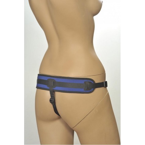 Сине-чёрные трусики с плугом Kanikule Strap-on Harness Anatomic Thong