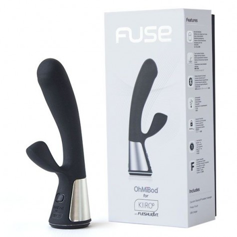 Чёрный интерактивный вибратор Kiiroo Ohmibod Fuse - 18 см.