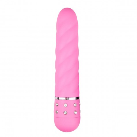 Розовый мини-вибратор Diamond Twisted Vibrator - 11,4 см.